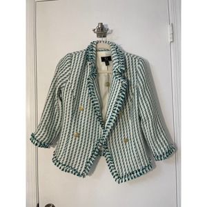 G Giuliana Stripe Tweed Blazer (GREEN, XXS)